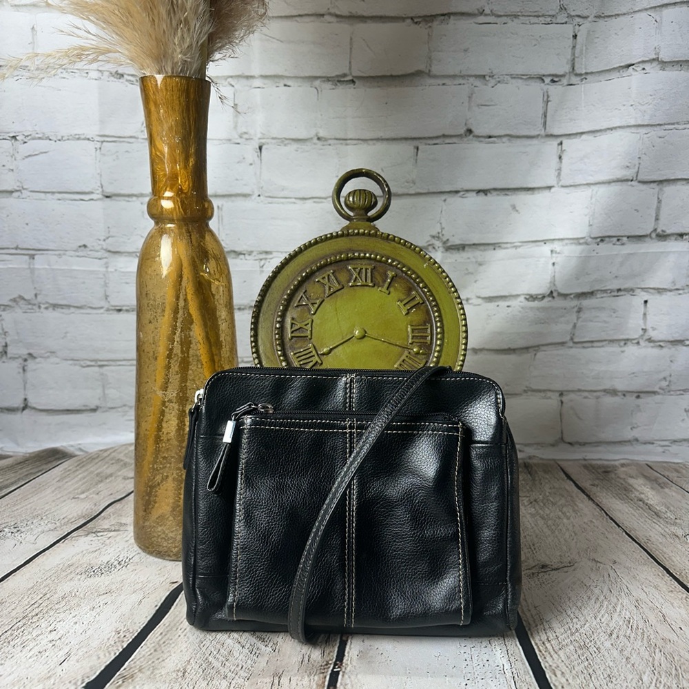 Tignanello Brown/Mocha Pebbled Leather Crossbody Shoulder Bag